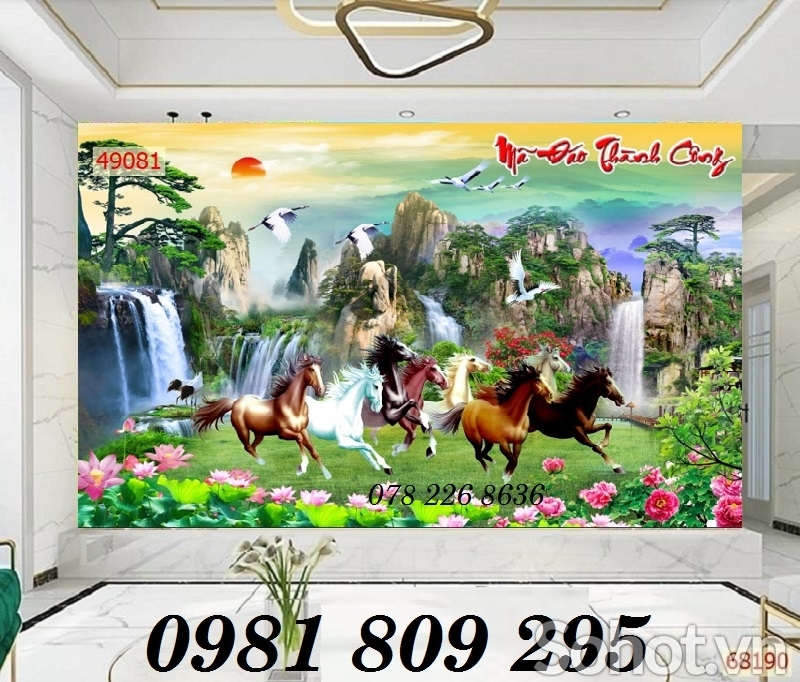Mã đáo thành công - tranh gạch 3d ngựa ốp tường