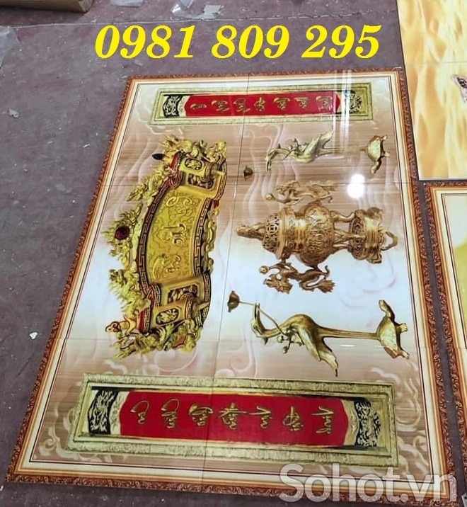 Tranh gạch ốp tường chữ phúc 3d phòng thờ