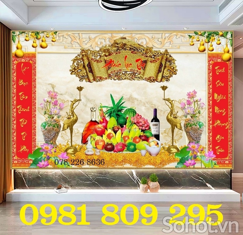 Tranh gạch ốp tường phòng thờ đẹp HP6533