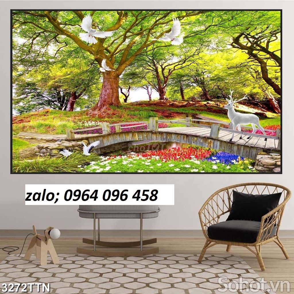 Tranh gạch 3d vườn hoa cây cảnh - 93SX