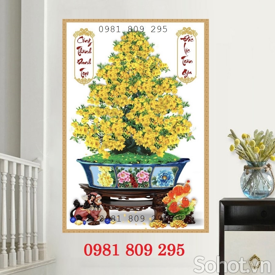 Gạch trang trí 3d cây mai vàng
