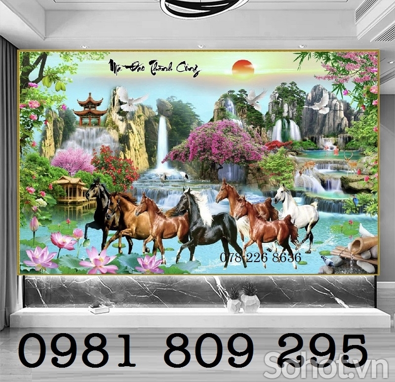 gạch tranh 3d - tranh ngựa phong thủy