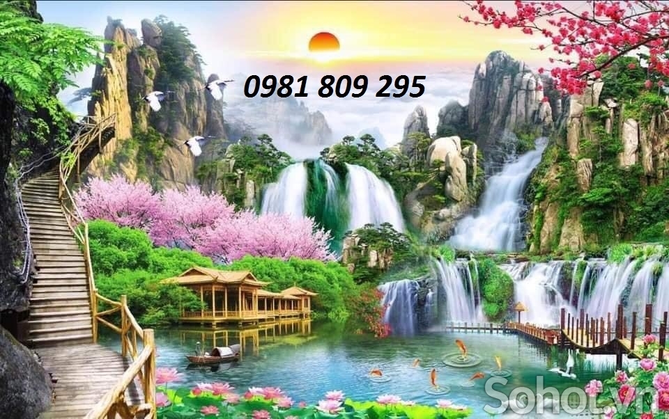 Tranh thác nước- gạch tranh 3d