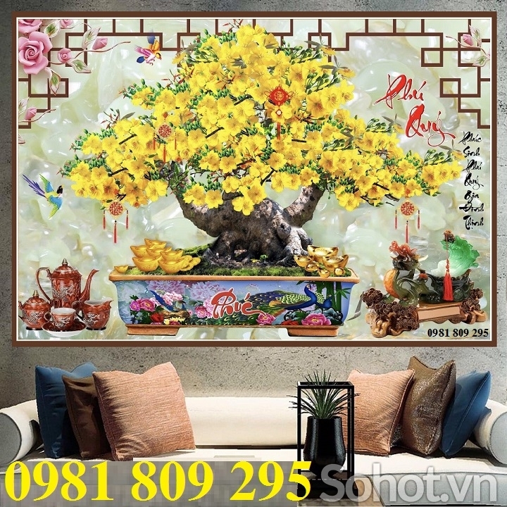 Tranh gạch men cây tiền - gạch tranh 3g AN0S