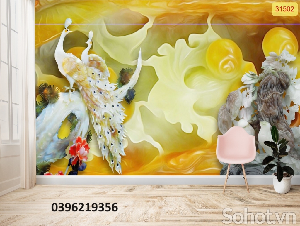 Tranh 3D đẹp hình công phượng trang trí