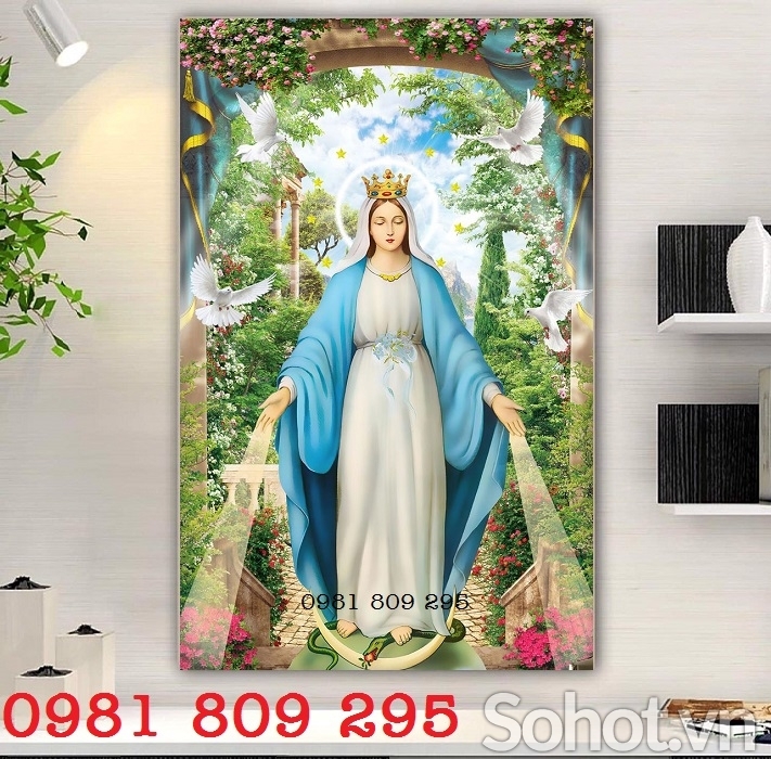 Tranh gạch 3d Đức Mẹ Maria , tranh thiên chúa HG7653