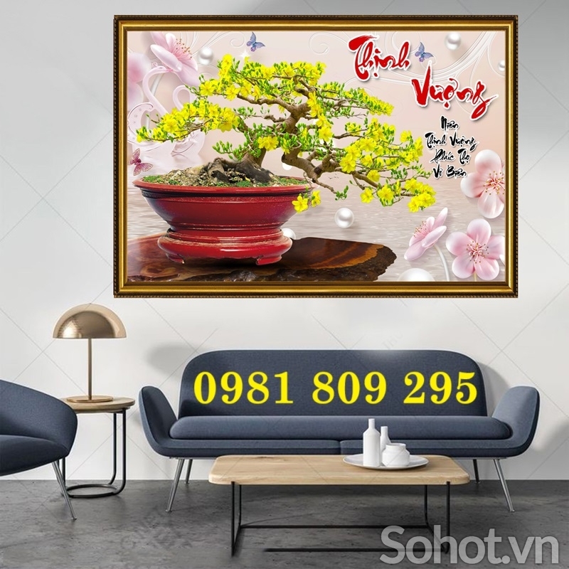Tranh cao cấp 3d , tranh gạch hoa mai