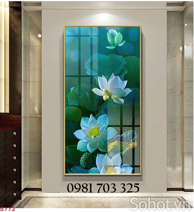 Tranh gạch hoa sen trang trí nhà