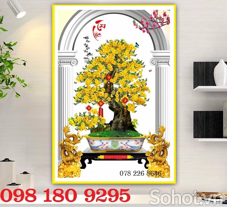 Gạch tranh cây mai 3d mới nhất