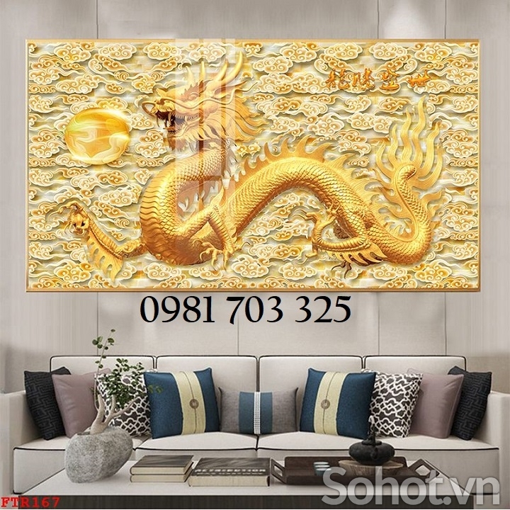 Tranh gạch 3d trang trí rồng phượng