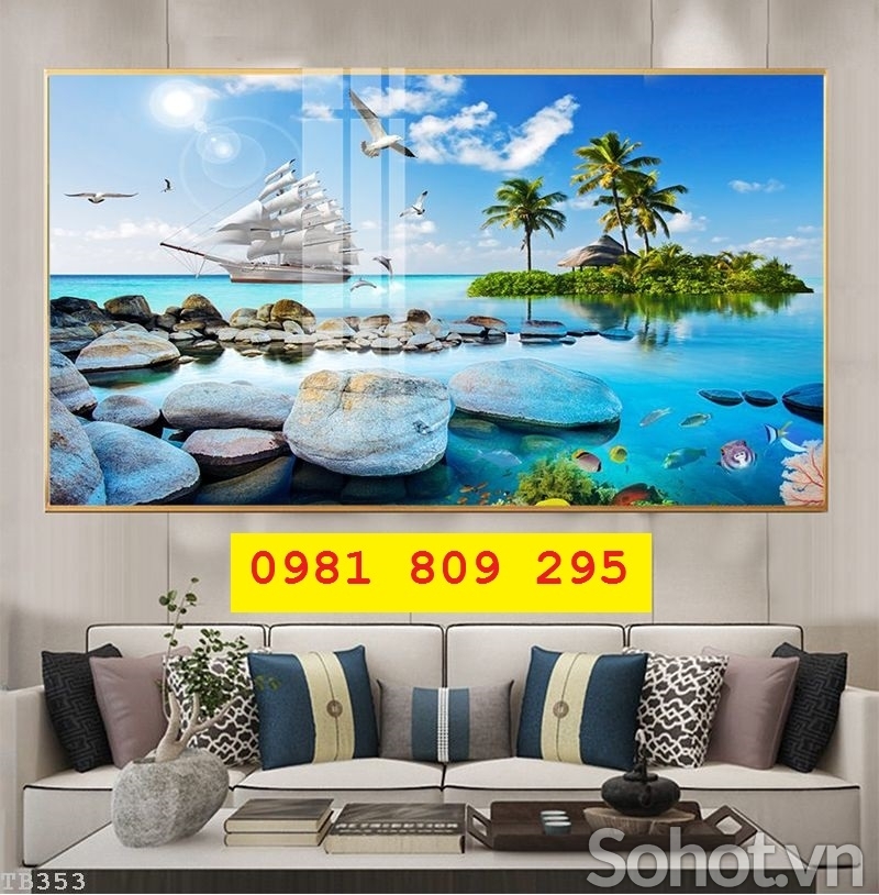 Tranh thuyền - gạch 3d phong thủy