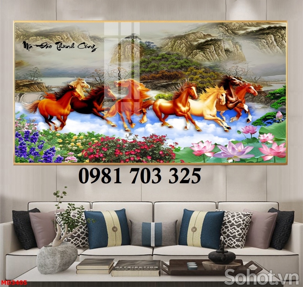 Tranh gạch mã đáo thành công đẹp