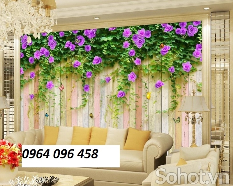 Tranh gạch hoa hồng leo 3d - 987bn