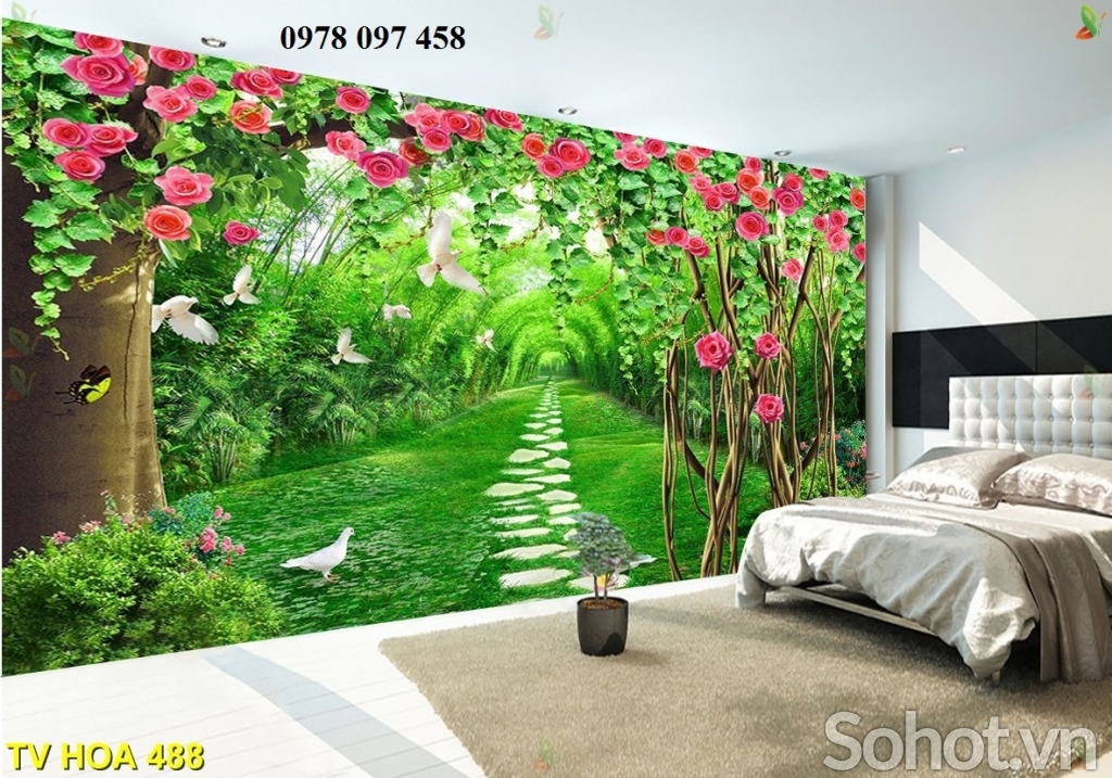 Tranh gạch vườn hoa