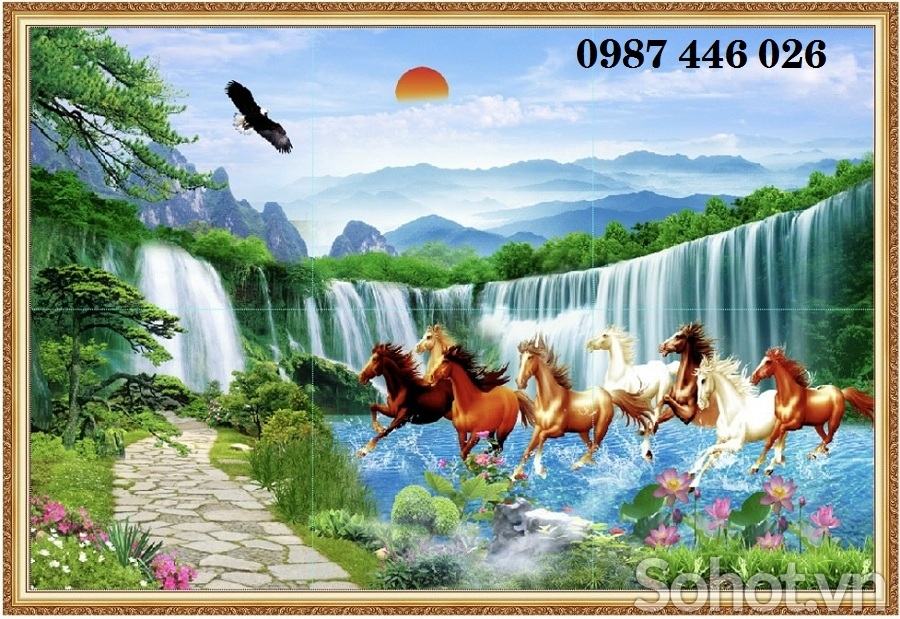Tranh bát mã, gạch tranh ốp tường