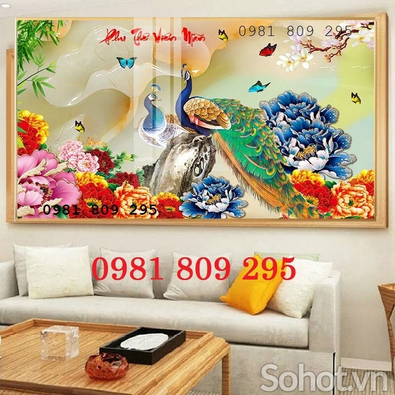 Tranh 3d , gạch tranh chim công , gạch tranh 3d
