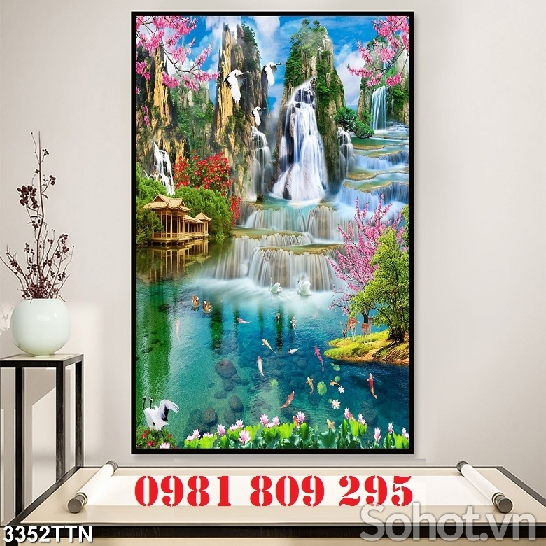 Tranh phong cảnh khổ đứng - Gạch men HP832