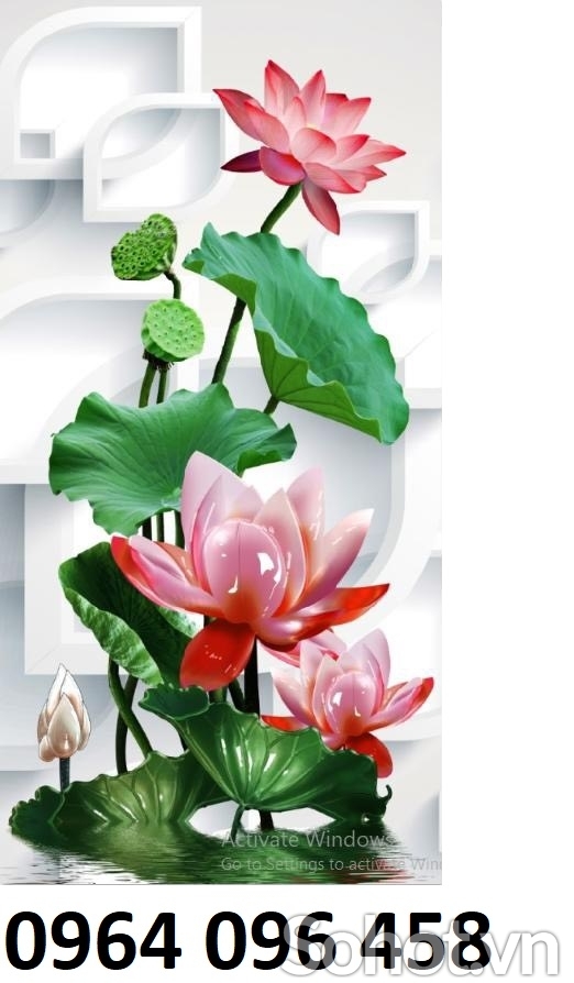 Tranh hoa sen 3d - tranh gạch 3d hoa sen - 933SP