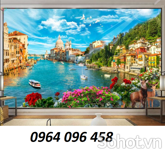 Mẫu tranh gạch 3d phòng khách - 63HCXX