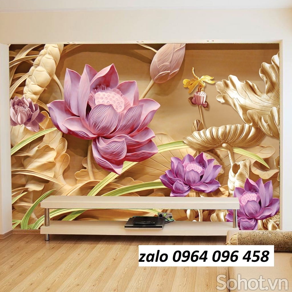 Tranh hoa sen 3d - tranh gạch 3d hoa sen - 888C
