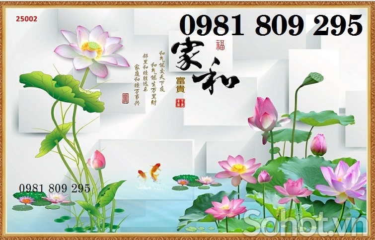Gạch tranh 3d ốp tường hoa sen