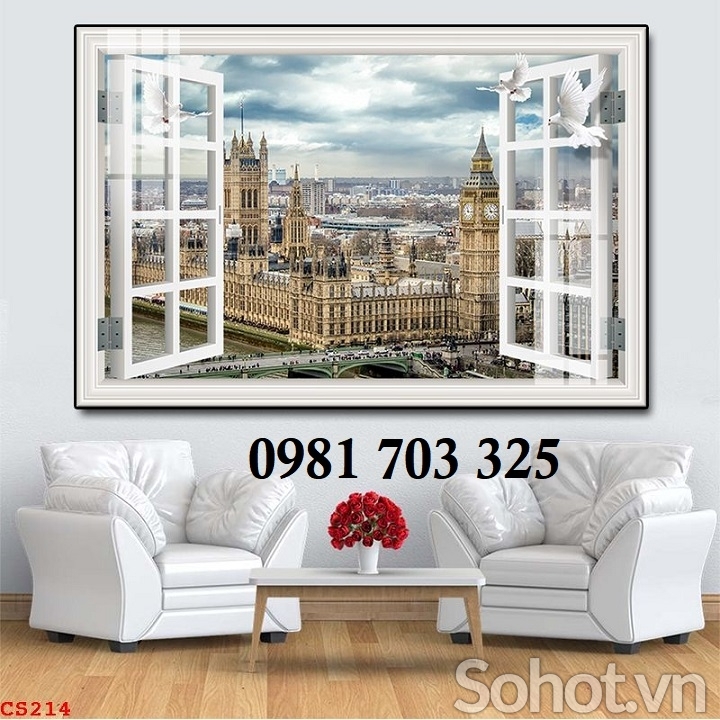 Gạch tranh cửa sổ 3D trang trí
