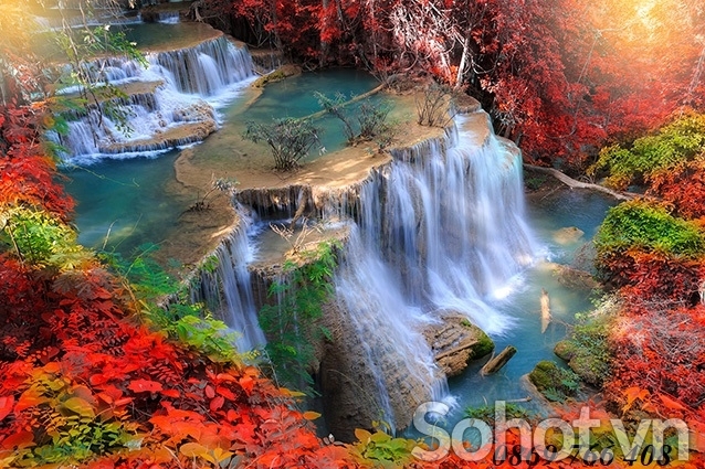 Gạch tranh phong cảnh-tranh 3d thác nước