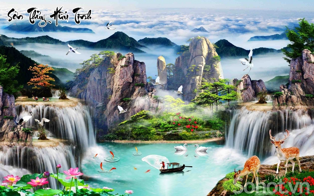 Tranh gạch 3d phong thủy phòng khách - HDSS32