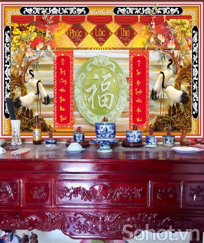 tranh gạch phòng thờ, tranh 3D