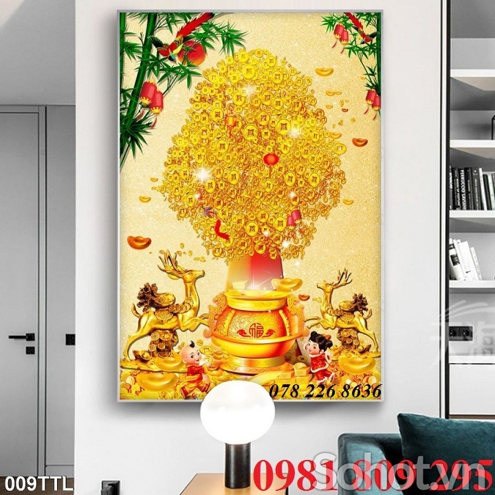 Tranh 3d cây tiền - gạch tranh 3d