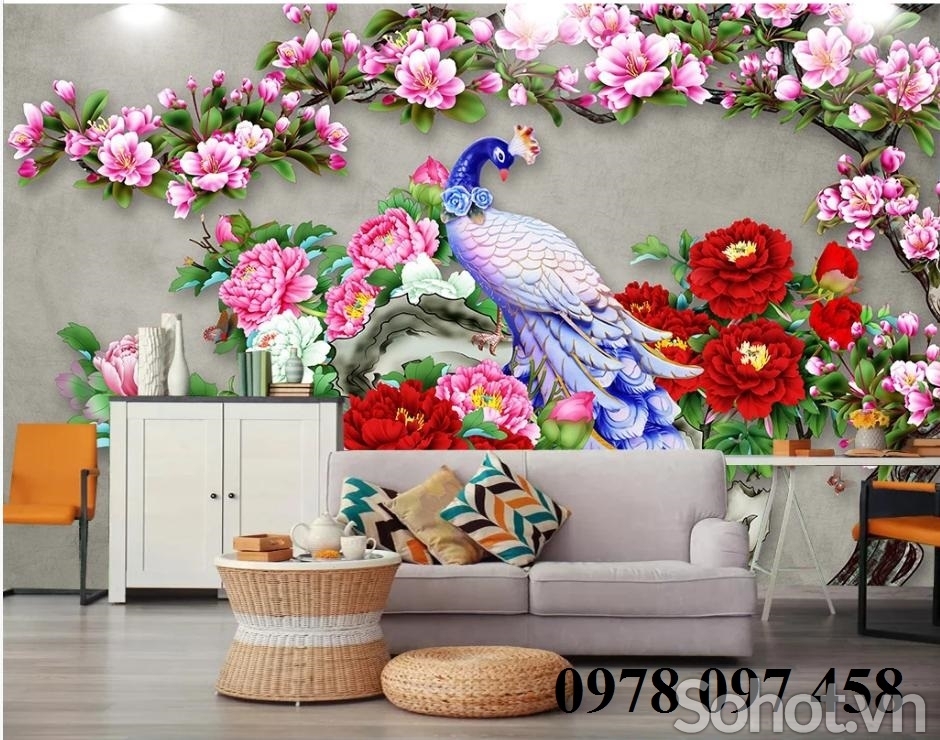 Tranh gạch - tranh chim công