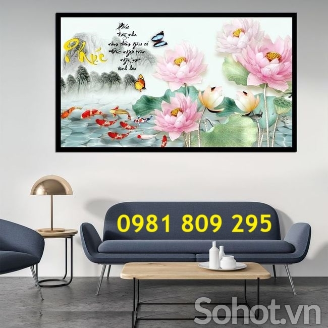 Tranh 3d hoa sen , gạch tranh trang trí