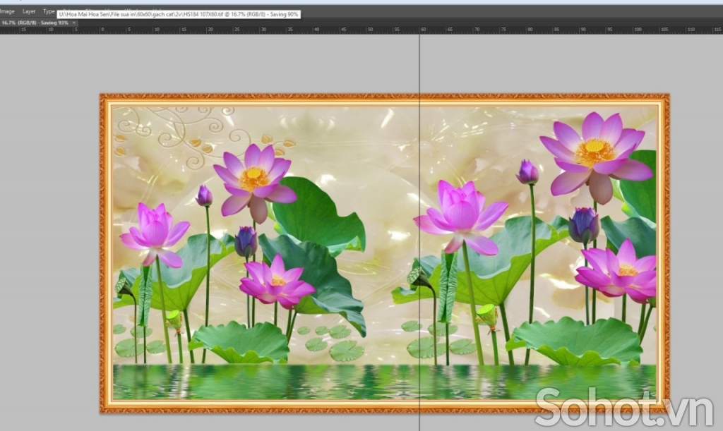 Tranh gạch 3d ốp tường hoa sen - GXDC33