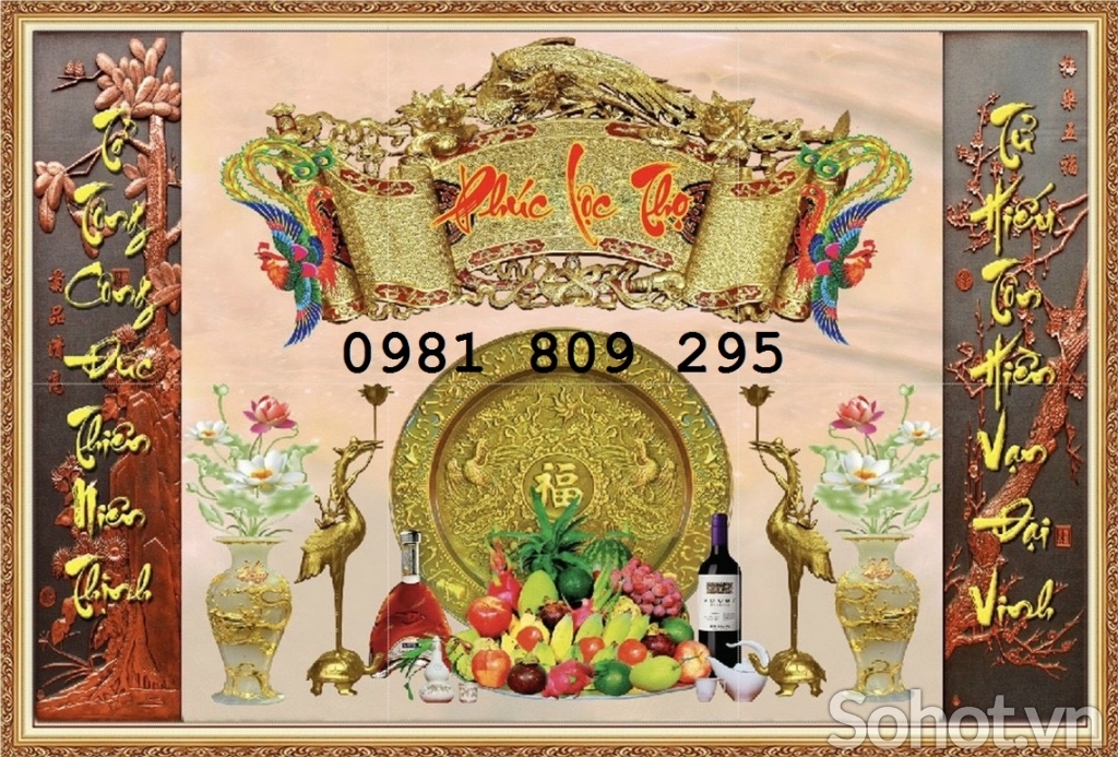 Tranh gạch ốp phòng thờ gia tiên GS939