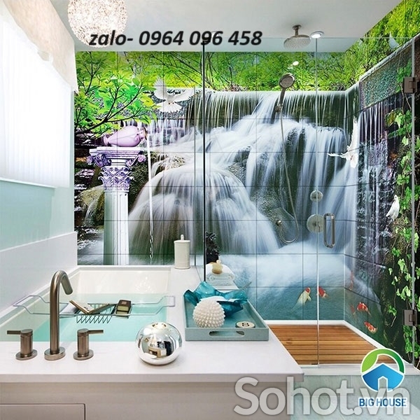 Tranh gạch ốp tường 3d phòng tắm - 874CK