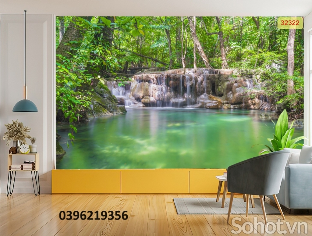 Tranh gạch 3D thác nước đẹp