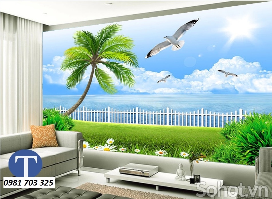 Tranh gạch 3D phong cảnh biển trang trí phòng