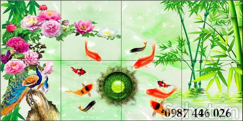 Tranh gạch men cá chép vàng HP82822