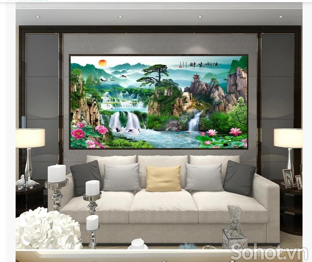 Tranh thác nước - tranh gạch men