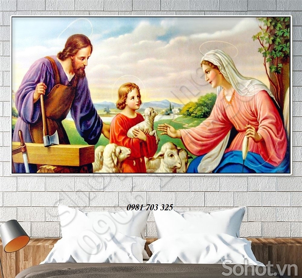 Tranh Gia đình thánh gia- tranh gạch Công giáo trang trí phòng