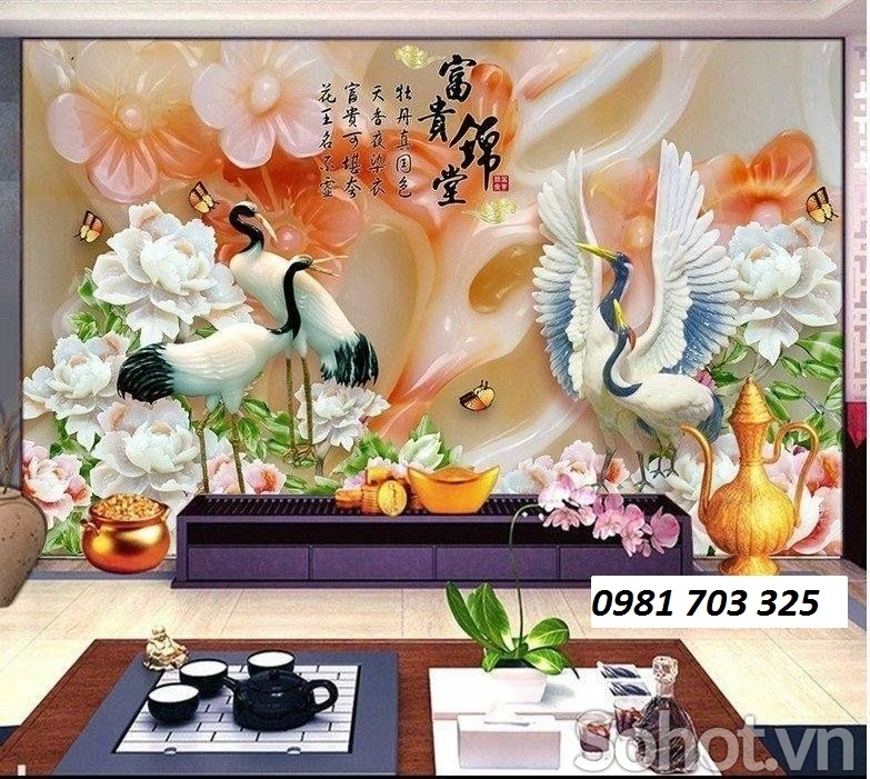 Tranh gạch sứ ngọc 3D trang trí phòng