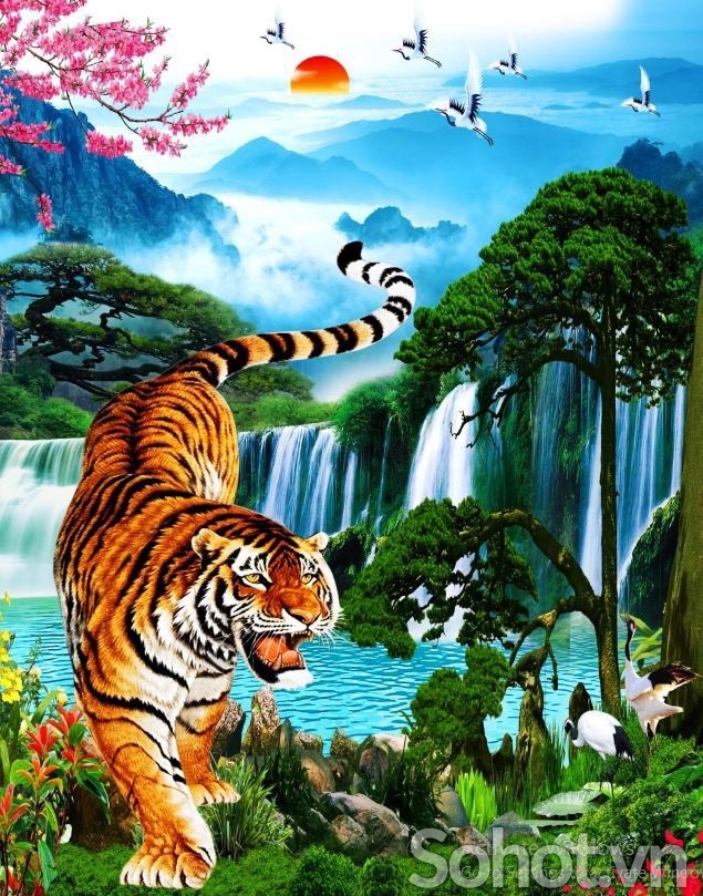 Tranh gạch hổ sơn lâm 3d