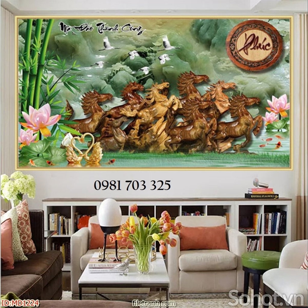 Tranh gạch phong thủy, tranh bát mã