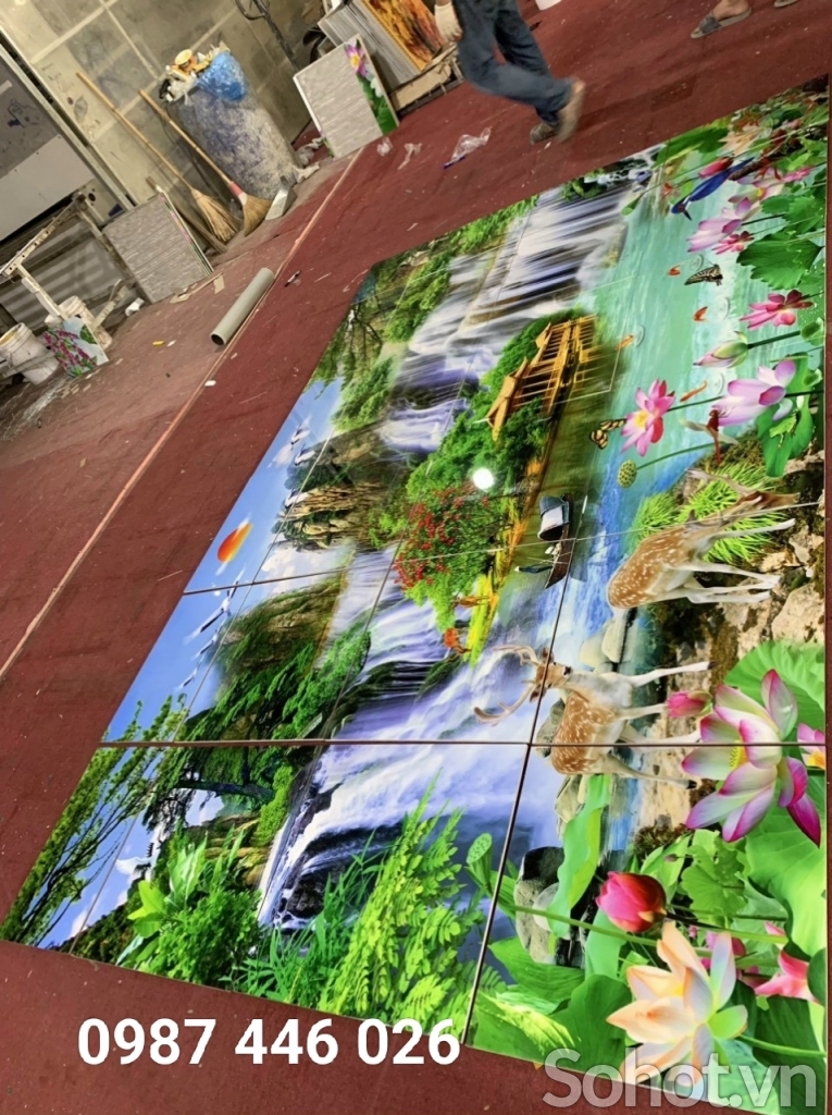 Tranh thác nước, gạch tranh 3d