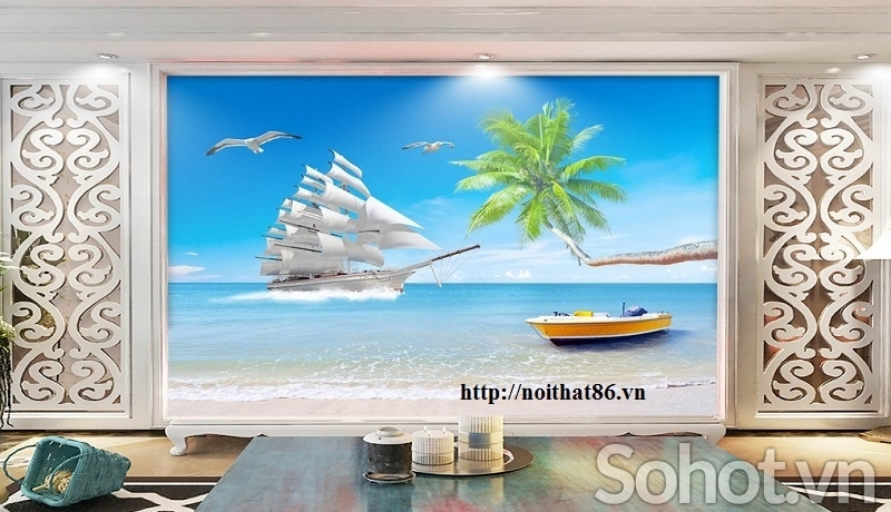 Tranh gach men thuyền buồm HP7272