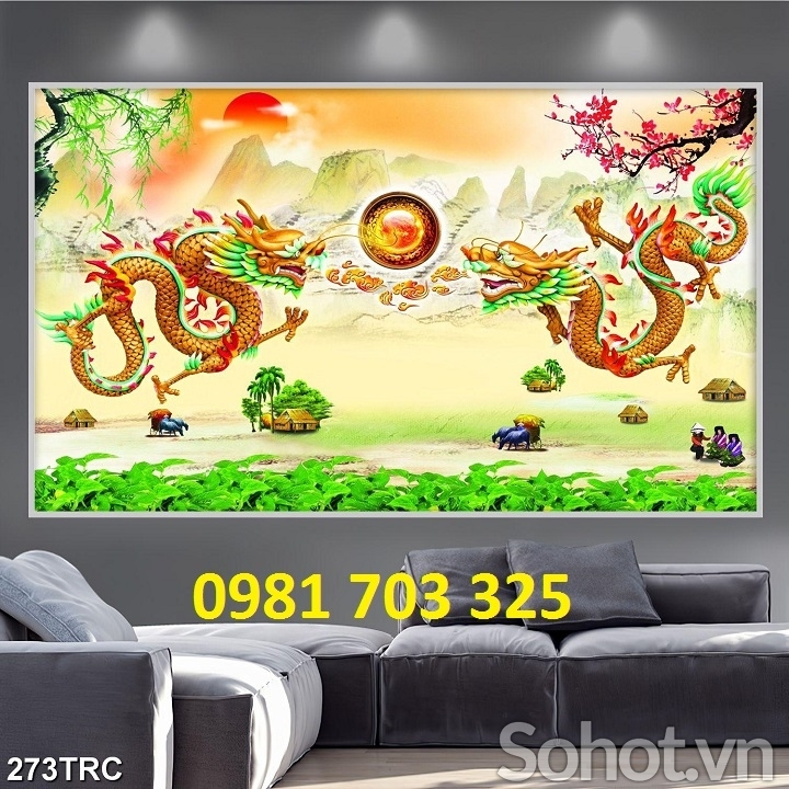 Tranh rồng phong thủy trang trí phòng khách