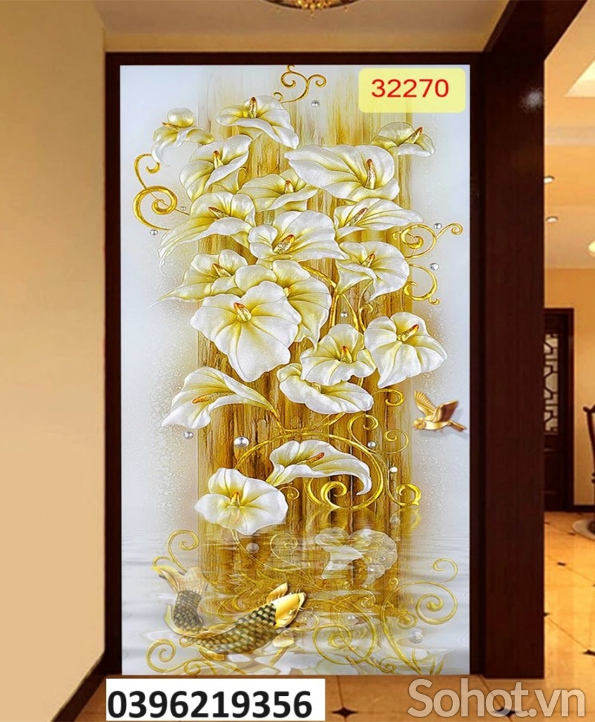 Gạch tranh hình hoa 3D đẹp