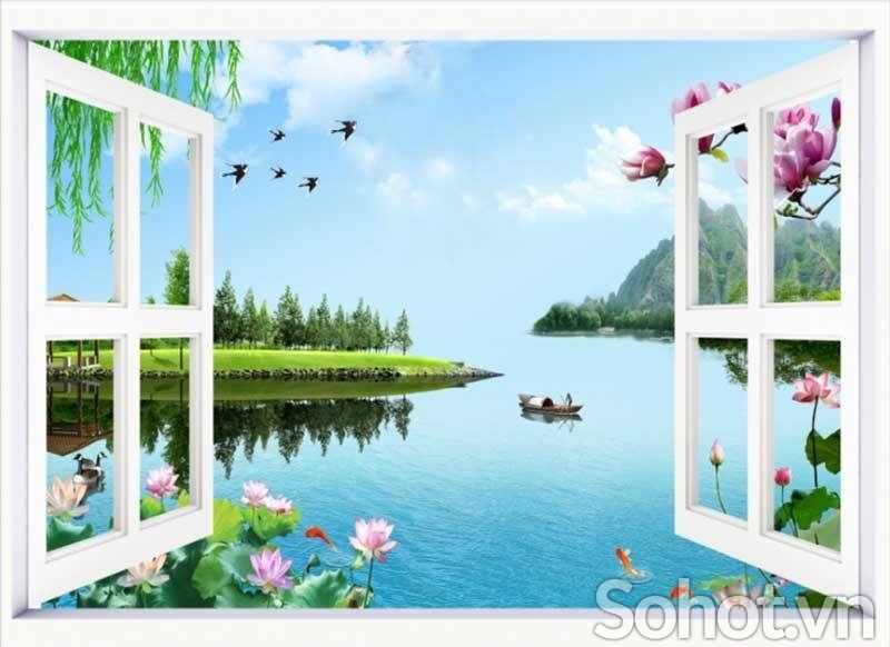 Gạch tranh 3D đẹp cửa sổ trang trí