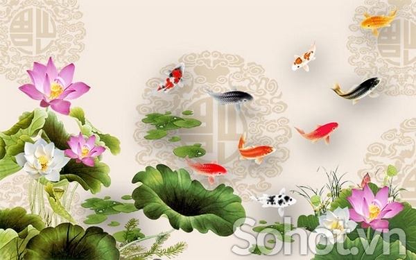 Tranh gạch 3d tranh cá phong thủy - 234XTC