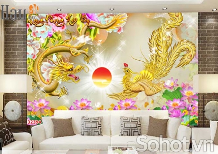 gạch tranh 3d rồng phượng -03SL